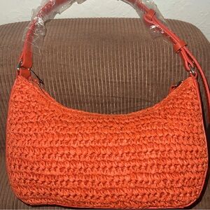 Mango Orange Woven Women's Bag